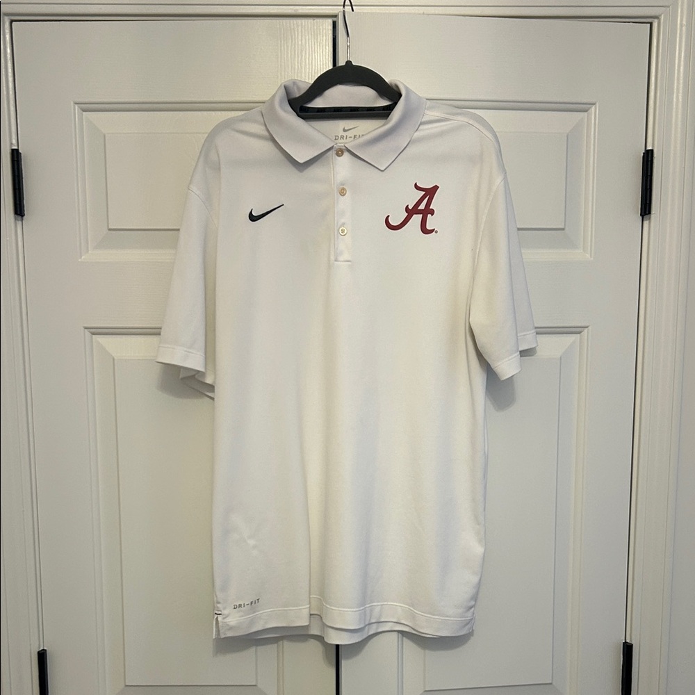 Nike Dri-Fit White Polo Shirt - Alabama Crimson Tide